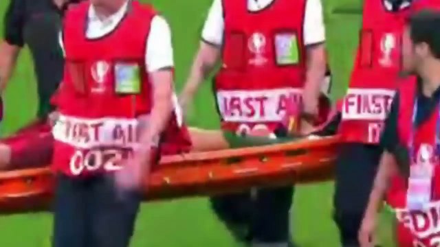 لحظة اصابة وخروج كريسيانو رونالدو من نهائي كاس الأمم الأوربية 2016 بتعليق عصام الشوالي