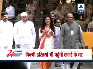 Baba Ramdev and Juhi Chawla visits Matoshree to see Bal Thackeray