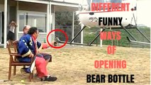 Different funny ways to open beer bottle