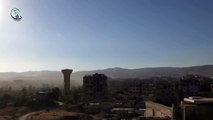 لحظة سقوط البراميل على مدينة داريا 10-8-2015