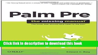 Read Palm Pre: The Missing Manual E-Book Free