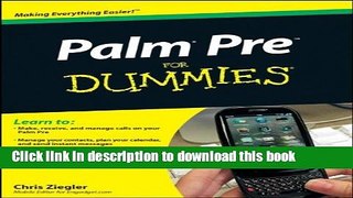 Read Palm Pre For Dummies E-Book Free