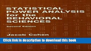 Read Book Statistical Power Analysis for the Behavioral Sciences (2nd Edition) E-Book Free