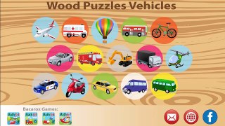 Excavator, Fire truck, Truck, Bus and More - Wood Puzzles Vehicles - Video for Kids