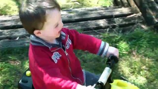 20 month old rides a hotted up electric quad bike