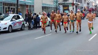 Man runs in green speedo for Boston's 2015 santa race