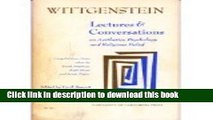 Read Lectures and Conversations on Aesthetics, Psychology, and Religious Belief  Ebook Free