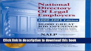 Read National Directory of Legal Employers, 2000-2001 Edition ebook textbooks