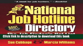 Read National Job Hotline Directory: The Job Finder s Hot List E-Book Free