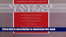 Read Ways of Lying: Dissimulation, Persecution and Conformity in Early Modern Europe  Ebook Free