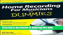 Read Home Recording For Musicians For Dummies E-Book Free