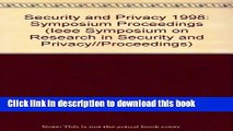 Read 1998 IEEE Symposium on Security and Privacy: Proceedings M