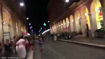 Video Terrified Crowds in Nice After Heavy Truck Ran over Tens if civilians in streets killed 60 so far France