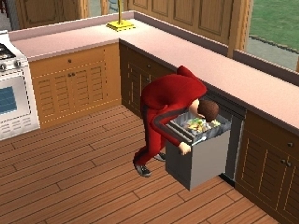 Sim mangeant dans la poubelle