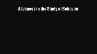 Read Advances in the Study of Behavior Ebook Free