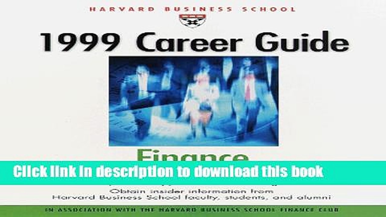 Read Harvard Business School Career Guide for Finance--1999  Ebook Free