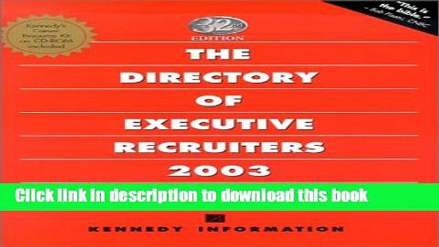 Read The Directory of Executive Recruiters with CDROM (Directory of Executive Professional