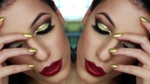 Latest Gold Glitter Cut Crease Smokey Eye - New Years Eve Makeup Tutorial I Glitter cut crease makeup tutorial