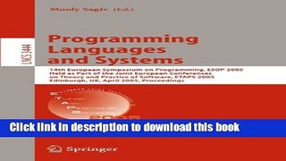 Read Programming Languages and Systems: 14th European Symposium on Programming, ESOP 2005, Held as