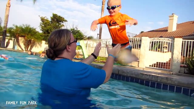 Michael Jumps off the Diving Board & Swims Under Water!!