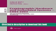 Read Cryptographic Hardware and Embedded Systems -- CHES 2003: 5th International Workshop,