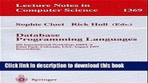Read Database Programming Languages: 6th International Workshop, DBPL-6, Estes Park, Colorado,