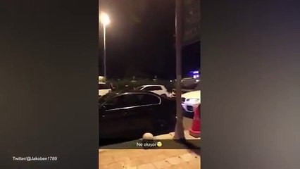 Military tanks seen driving down the road in Istanbul Turkey