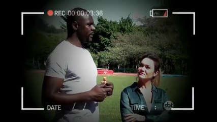 Luize Altenhofen conversa com o recordista do salto triplo Jadel Gregório