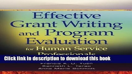 Download Effective Grant Writing and Program Evaluation for Human Service Professionals  PDF Free