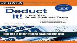 Read Deduct It!: Lower Your Small Business Taxes  Ebook Free