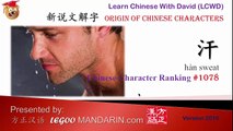 Origin of Chinese Characters 1078 汗 sweat -Learn Chinese with Flash Cards