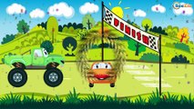 Dibujos animados de Coches - Tractor, Сamión, Carros de carreras, Grúa - Caricaturas de carros
