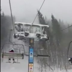 A tree falls onto a chairlift