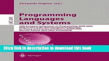 Read Programming Languages and Systems: 12th European Symposium on Programming, ESOP 2003, Held as