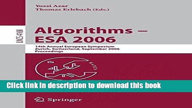 Read Algorithms - ESA 2006: 14th Annual European Symposium, Zurich, Switzerland, September 11-13,