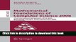 Read Mathematical Foundations of Computer Science 2006: 31st International Symposium, MFCS 2006,