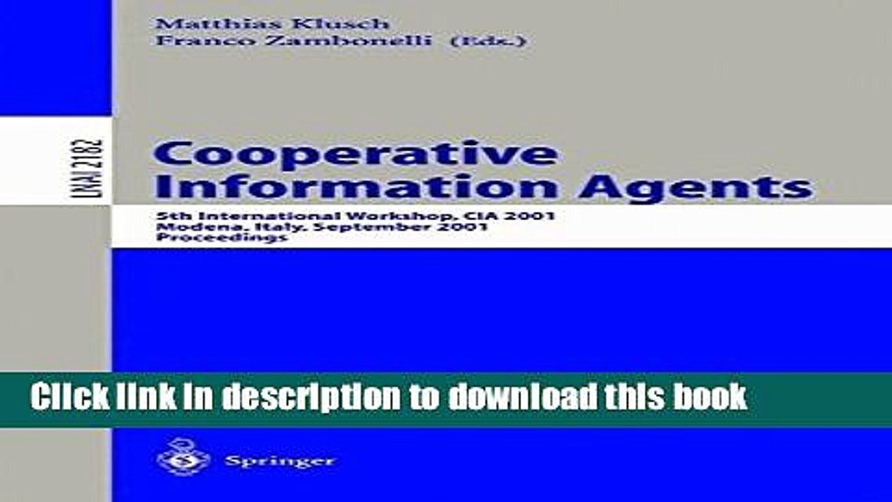 Read Cooperative Information Agents V: 5th Inte...