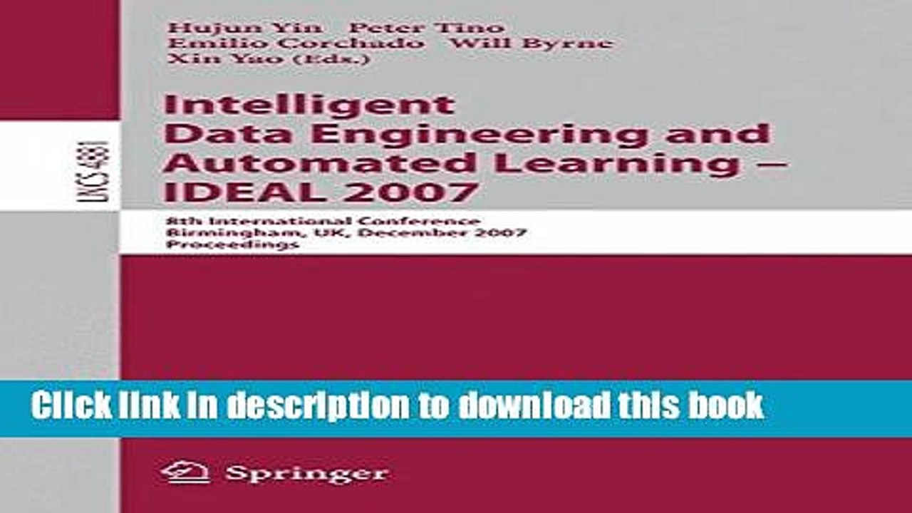 Read Intelligent Data Engineering and Automated Learning - IDEAL 2007: 8th International