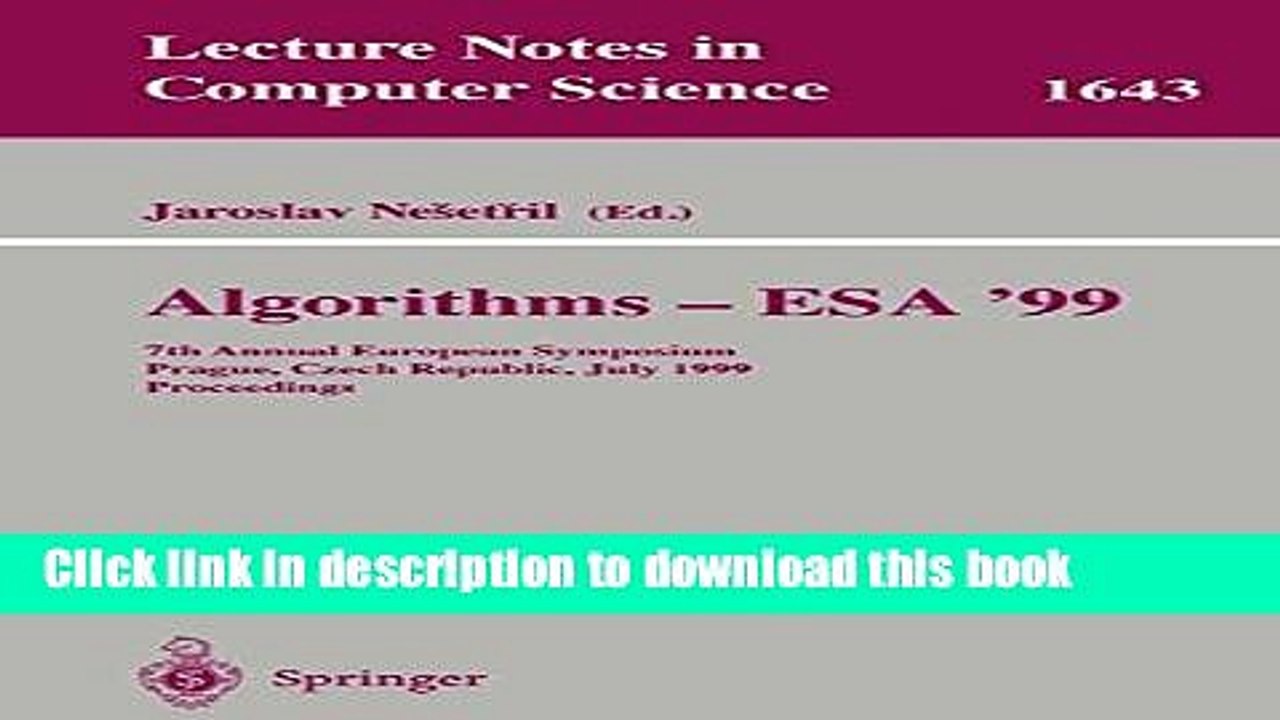 Read Algorithms - ESA 99: 7th Annual European Symposium, Prague, Czech Republic, July 16-18, 1999