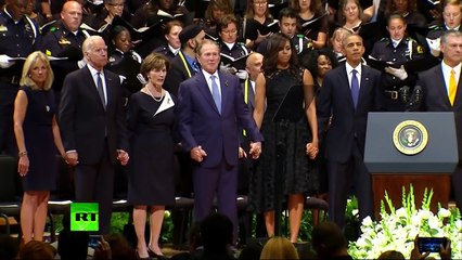 RAW_ George Bush dancing during Dallas memorial service
