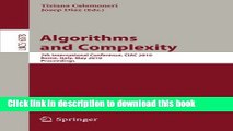 Read Algorithms and Complexity: 7th International Conference, CIAC 2010, Rome, Italy, May 26-28,