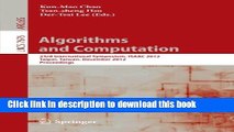 Download Algorithms and Computation: 23rd International Symposium, ISAAC 2012, Taipei, Taiwan,