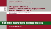 Read Algorithms and Discrete Applied Mathematics: First International Conference, CALDAM  2015,