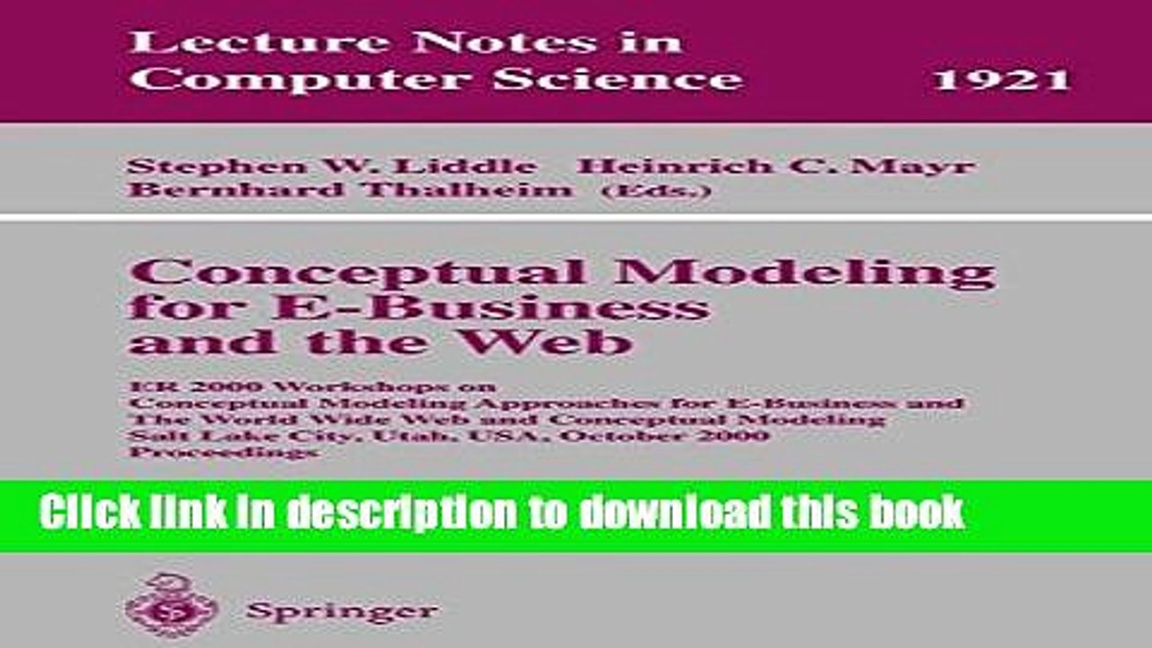Read Conceptual Modeling for E-Business and the Web: ER 2000 Workshops on Conceptual Modeling
