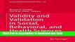 Read Book Validity and Validation in Social, Behavioral, and Health Sciences (Social Indicators