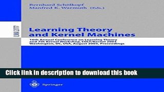 Read Learning Theory and Kernel Machines: 16th Annual Conference on Computational Learning Theory