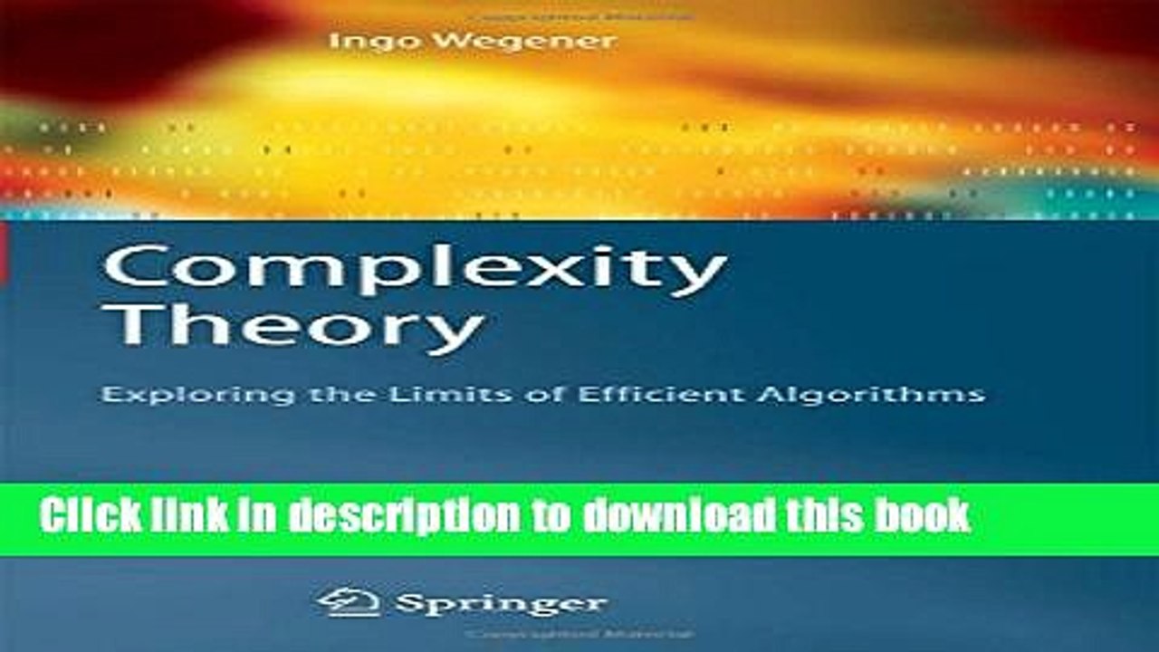 Read Complexity Theory: Exploring the Limits of Efficient Algorithms PDF Free