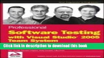 Read Professional Software Testing with Visual Studio 2005 Team System: Tools for Software