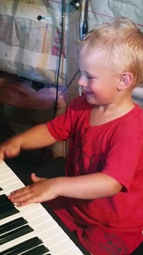 3 Year Old Pianist Extraordinaire, Child Playing With Clavinova, Yamaha and Having Fun Playing It's Introduction