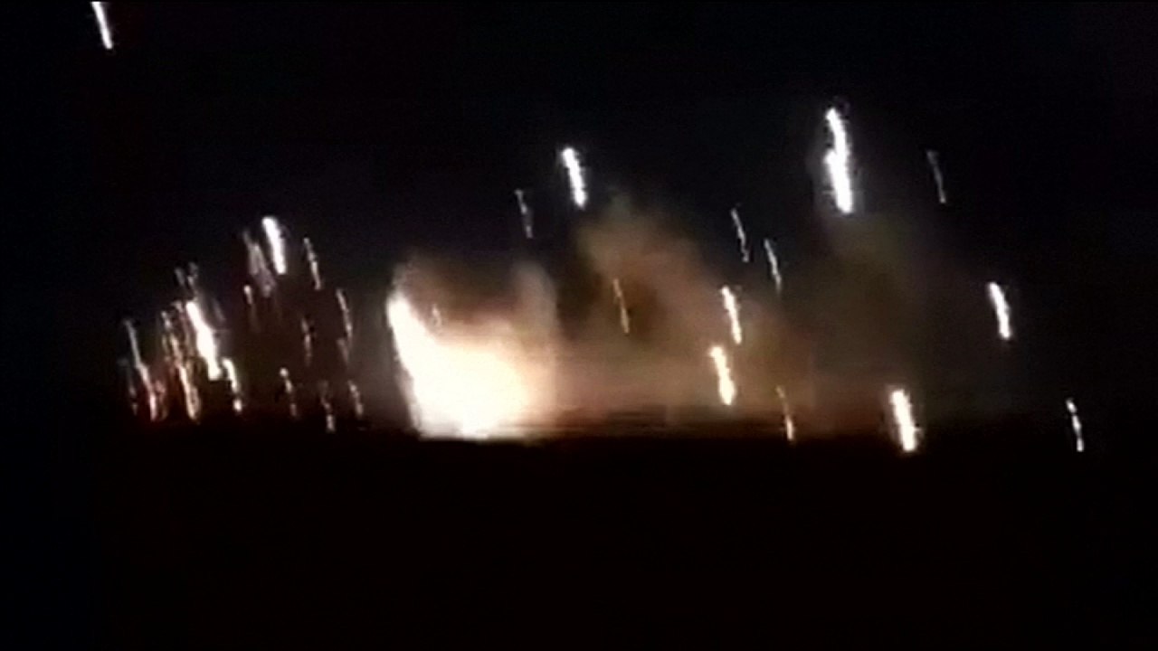 Dramatic footage of explosions at Syrian defence factory